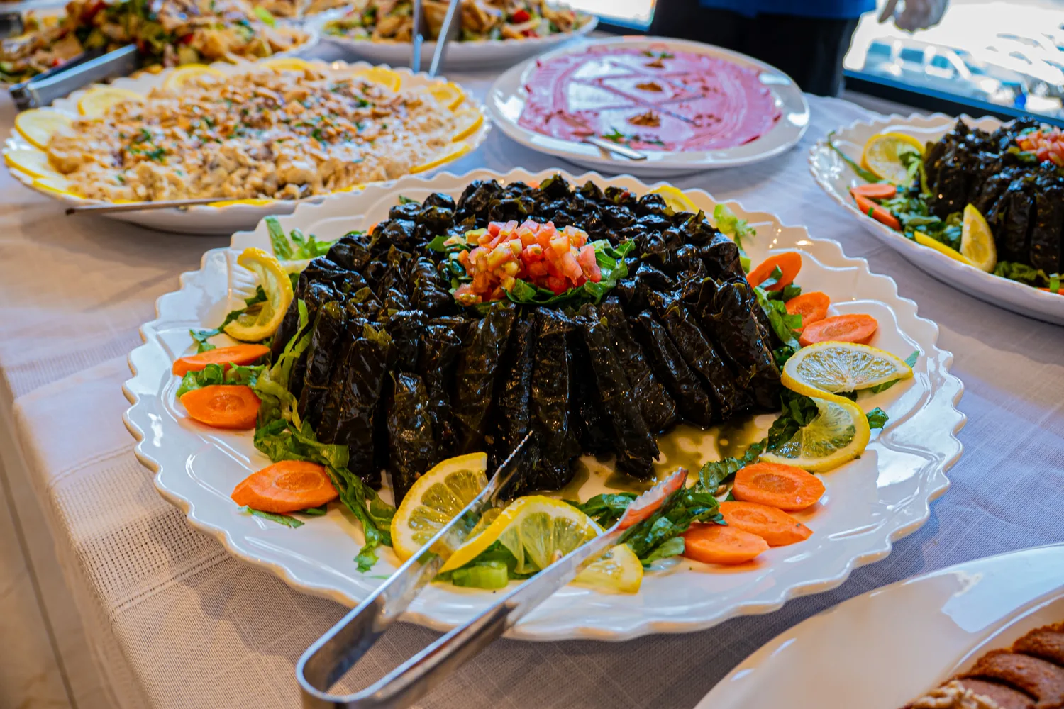 Stuffed vine leaves arranged for a Le Pavillon gathering